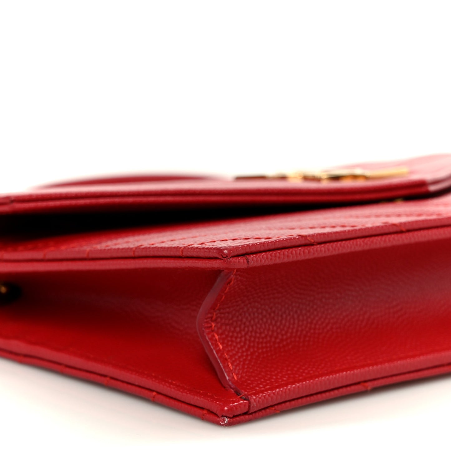 Grain De Poudre Matelasse Chevron Monogram Envelope Chain Wallet  New Red