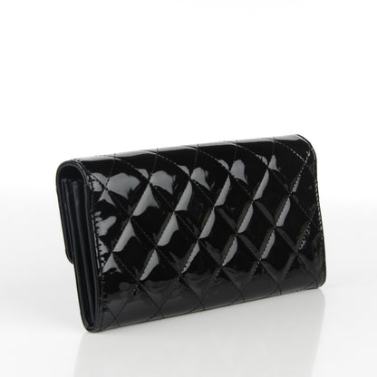 Chanel Patent Quilted Large Brilliant Flap Wallet Black 3 of 8