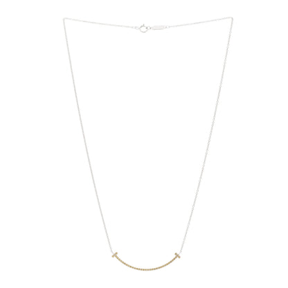 Tiffany 18K White Gold Yellow Sapphire Small T Smile Pendant Necklace 3 of 6