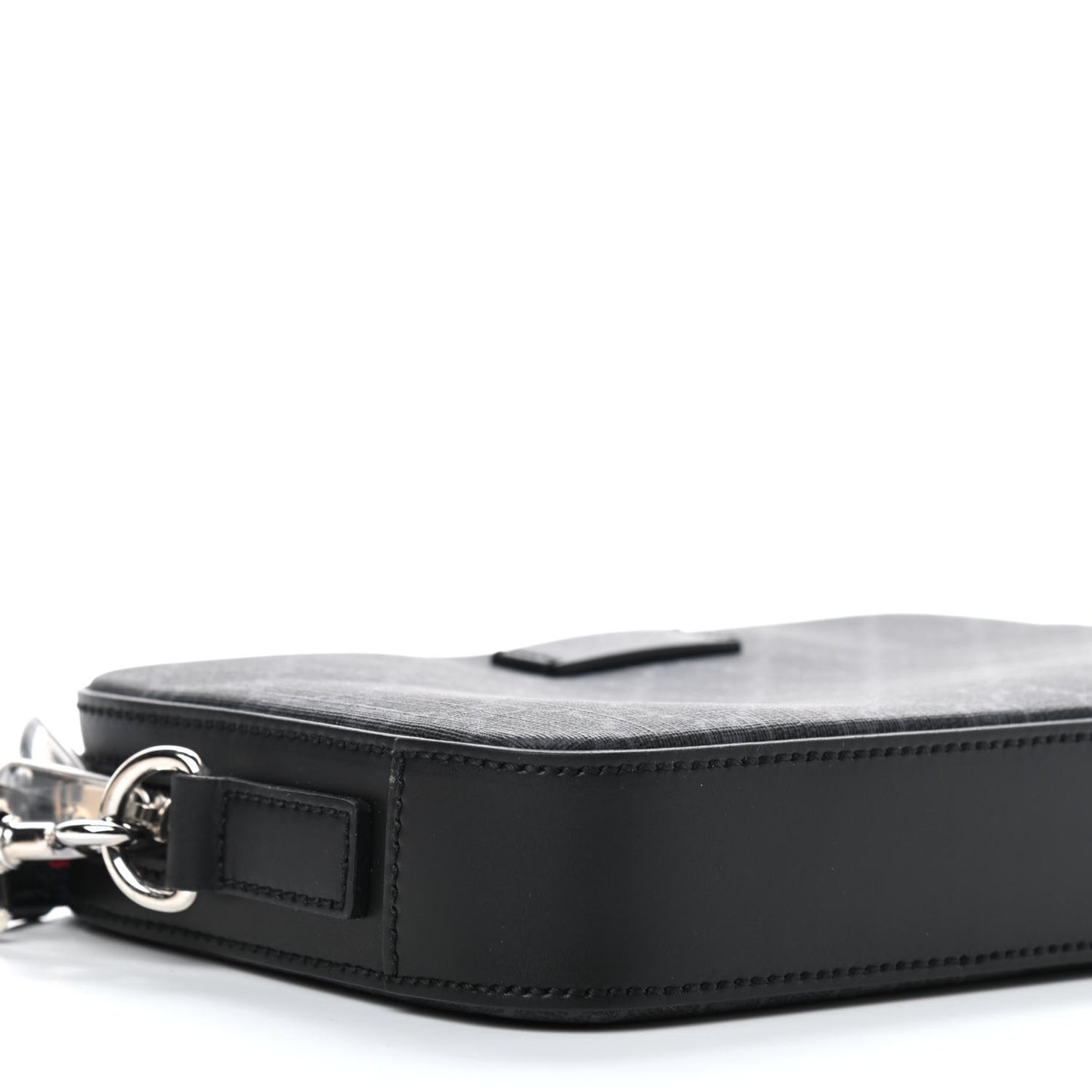 GG Supreme Monogram Appia Calfskin Web Wristlet Black