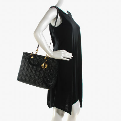 Christian Dior Lambskin Cannage Large Lady Dior Black 2 of 9