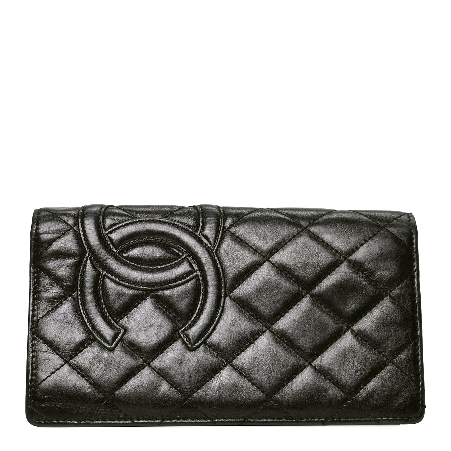 Chanel Aged Calfskin Quilted Cambon Yen Wallet Black 1 of 6