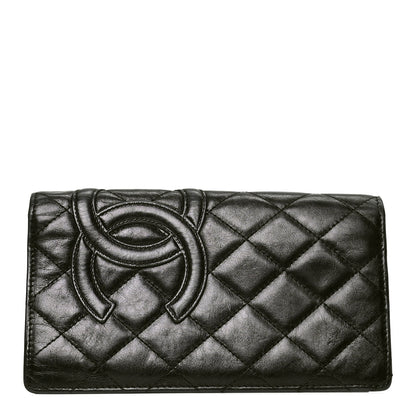 Chanel Aged Calfskin Quilted Cambon Yen Wallet Black 1 of 6