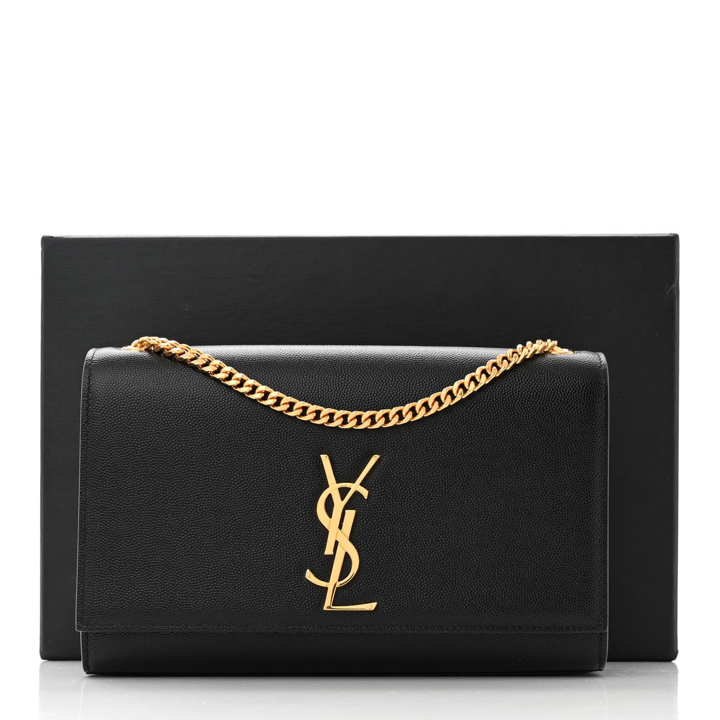 SAINT LAURENT Grain De Poudre Medium Classic Monogram Kate Satchel Black