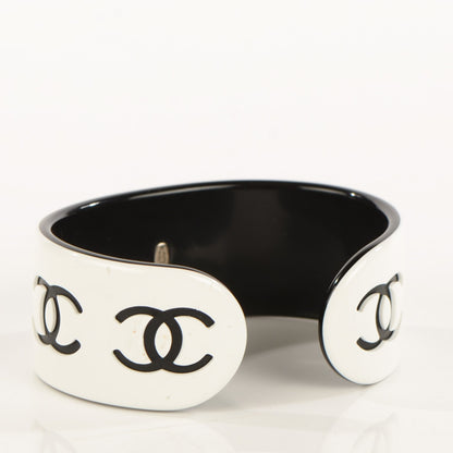 Chanel Resin CC Narrow Cuff Black White 3 of 5