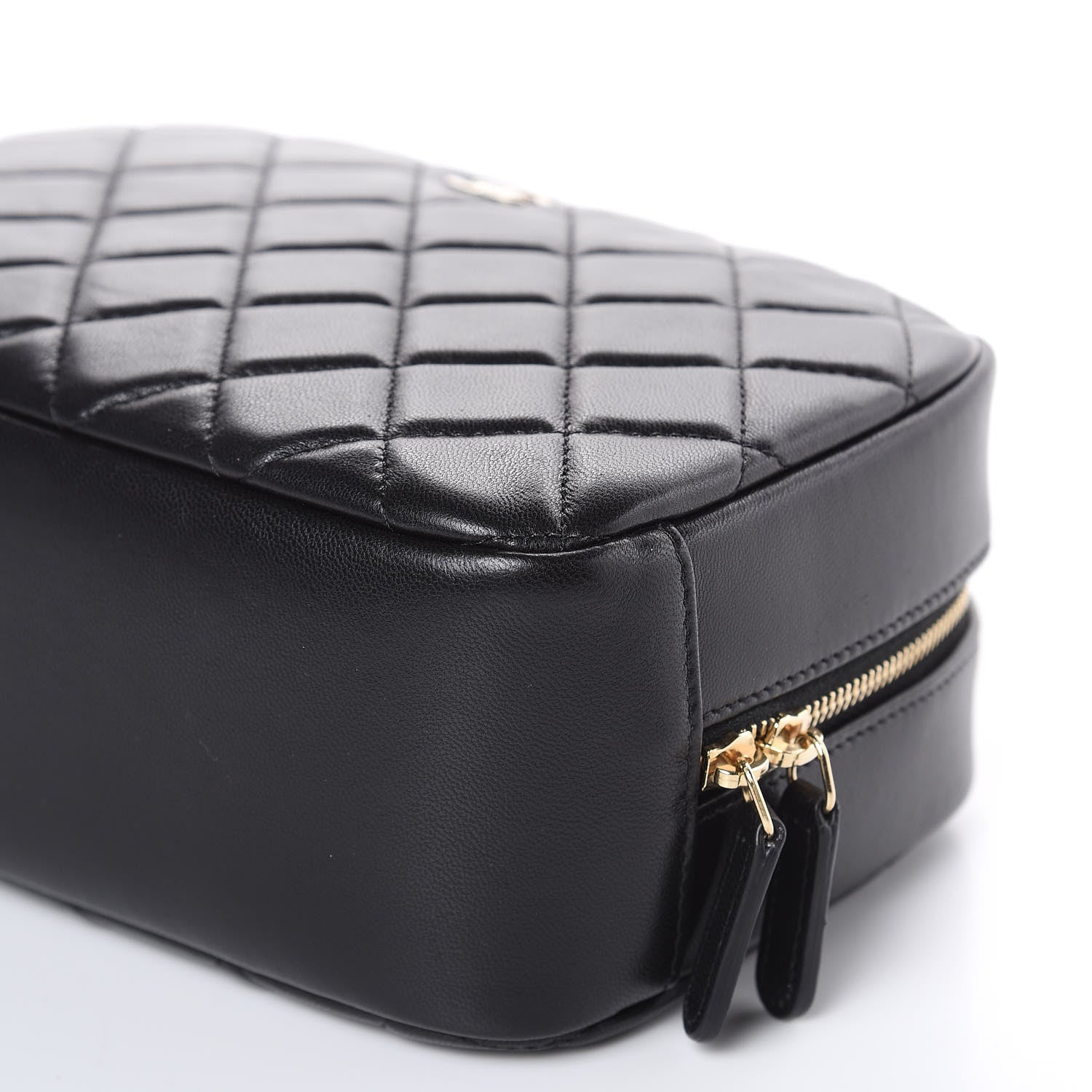 Chanel Lambskin Quilted Medium Curvy Pouch Cosmetic Case Black 8 of 10