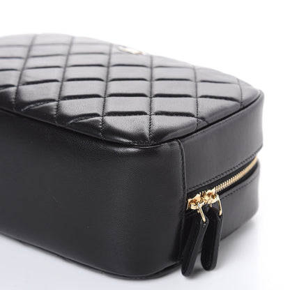 Chanel Lambskin Quilted Medium Curvy Pouch Cosmetic Case Black 8 of 10