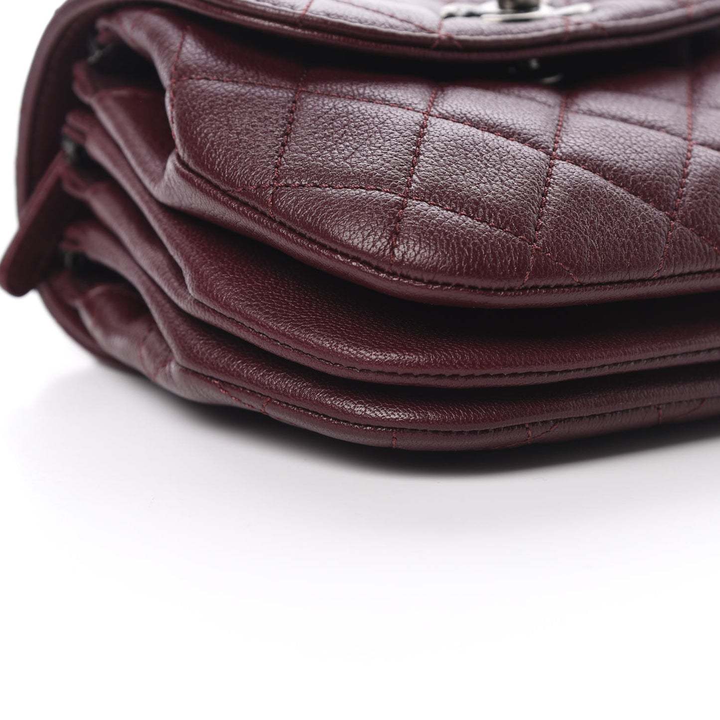 Goatskin Quilted CC Waiter Crossbody Burgundy