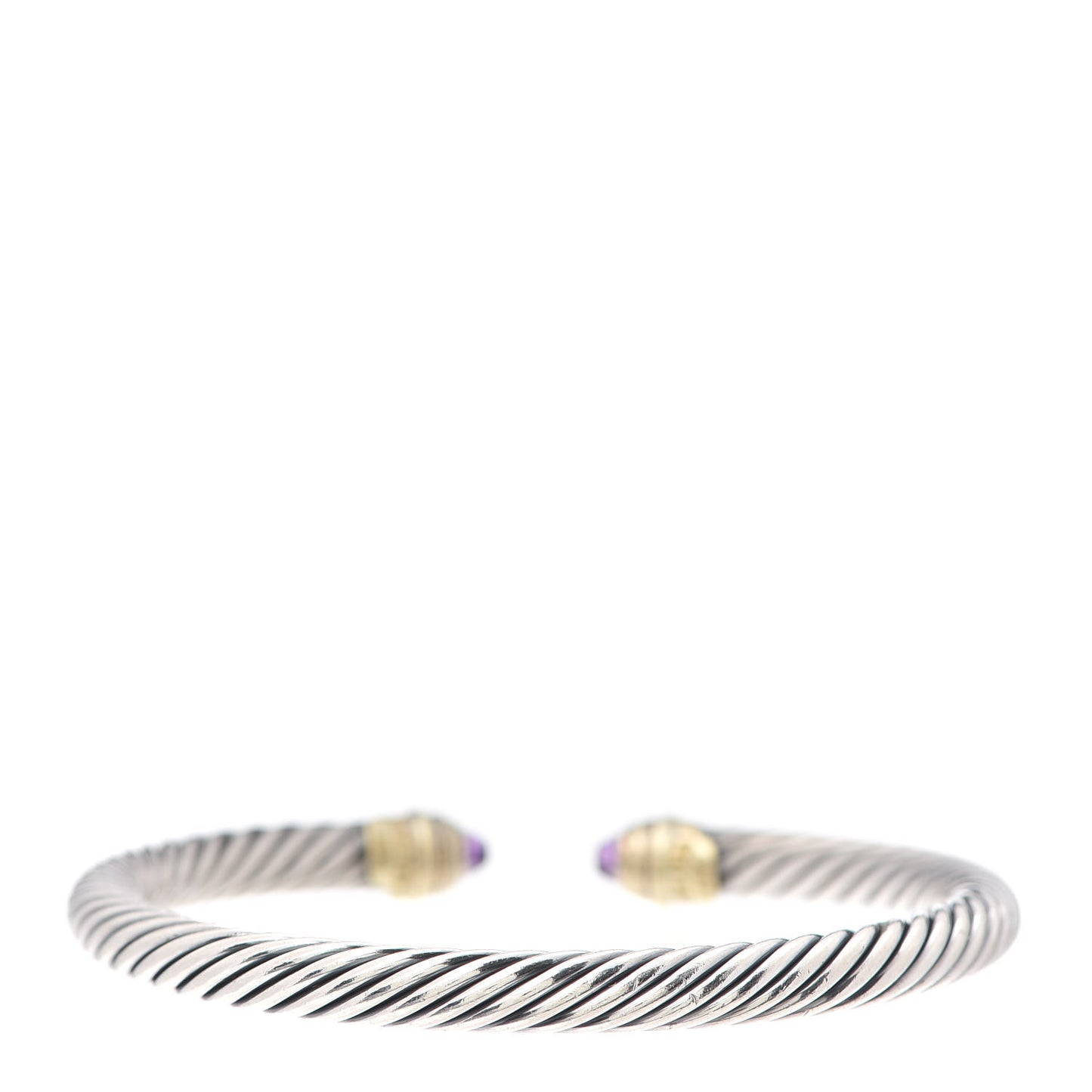 Sterling Silver 14K Yellow Gold Amethyst 5mm Cable Classics Petite Color Bracelet