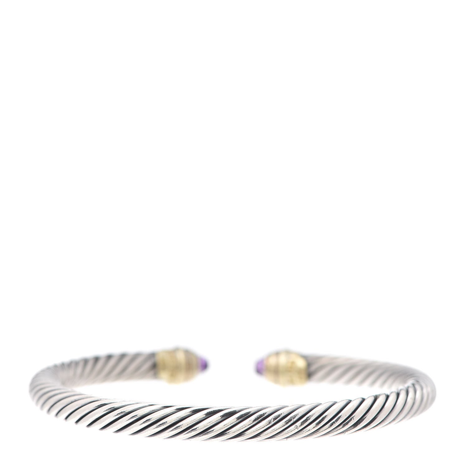 David Yurman Sterling Silver 14K Yellow Gold Amethyst 5mm Cable Classics Petite Color Bracelet 3 of 5
