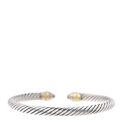 David Yurman Sterling Silver 14K Yellow Gold Amethyst 5mm Cable Classics Petite Color Bracelet 3 of 5