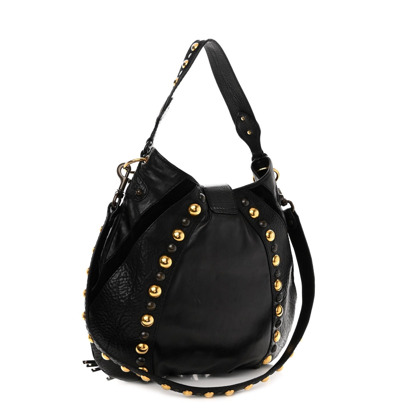 Calfskin Suede Fringe Babouska Hobo Black