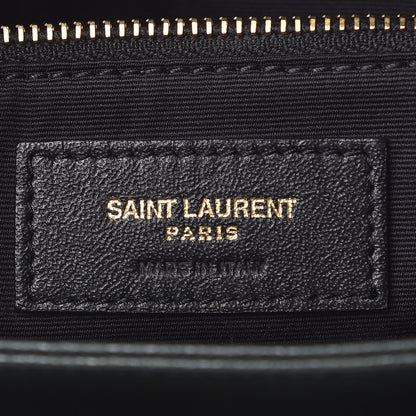 Saint Laurent Grain de Poudre Matelasse Chevron Medium Tribeca Shopping Bag Vert Fonce 7 of 13