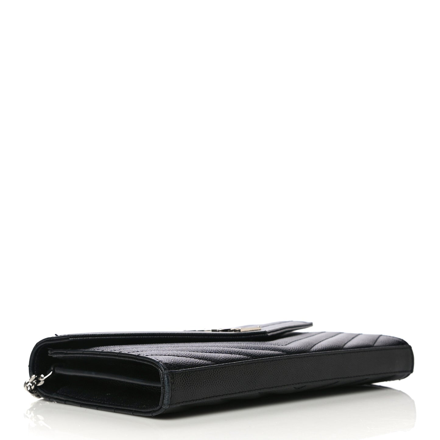 Grain De Poudre Matelasse Chevron Monogram Chain Wallet Black