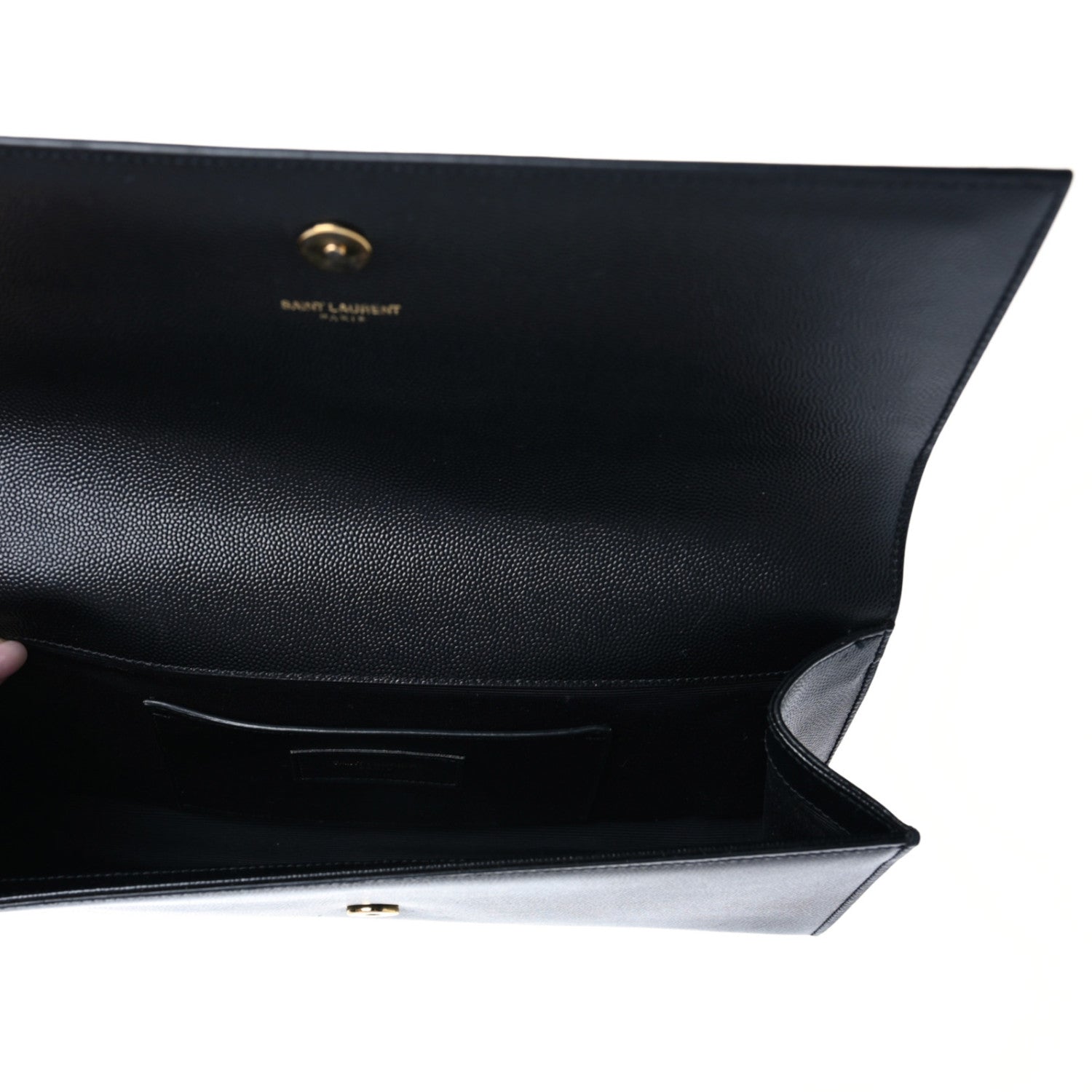 Saint Laurent Grain De Poudre Monogram Cassandre Clutch Black 7 of 8