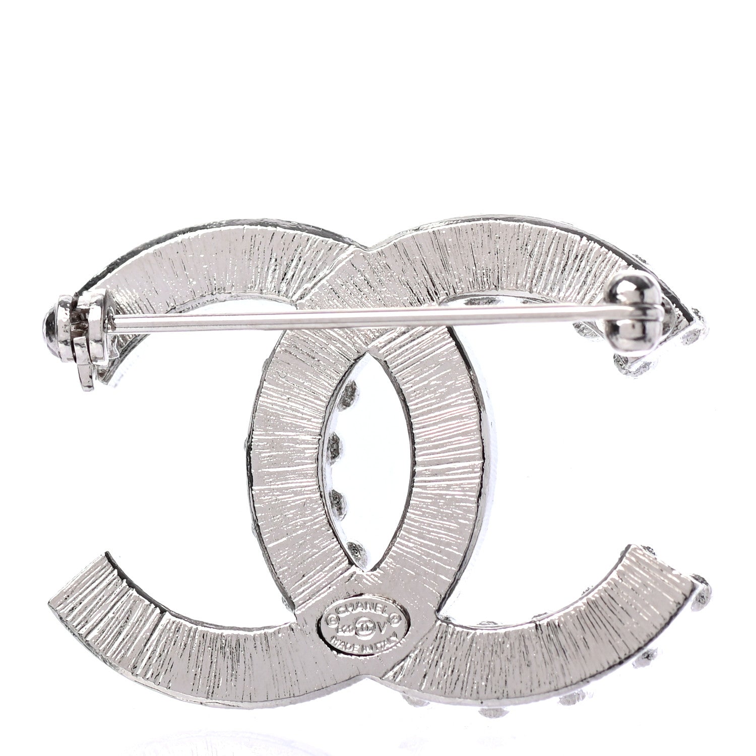 Chanel Baguette Crystal CC Brooch Silver 3 of 4