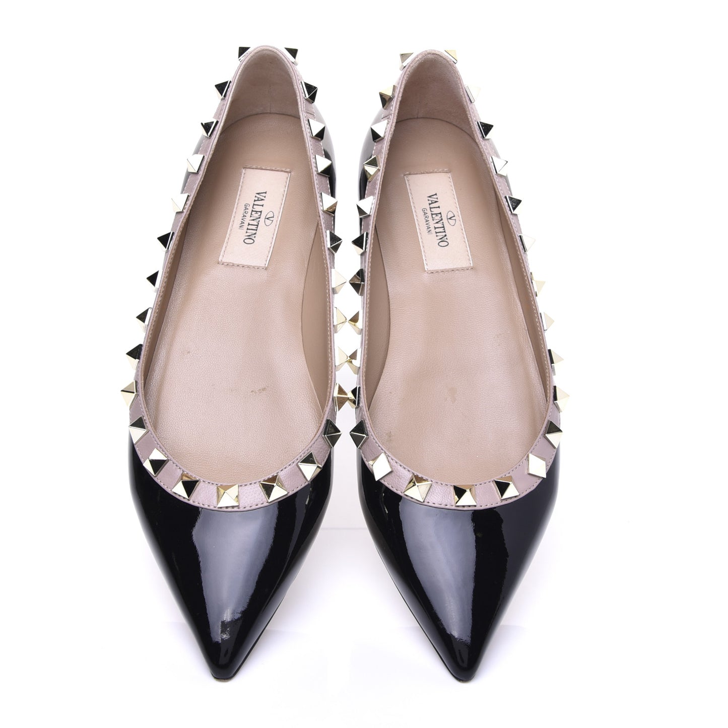Patent Rockstud Ballerina Flats 36 Black Poudre
