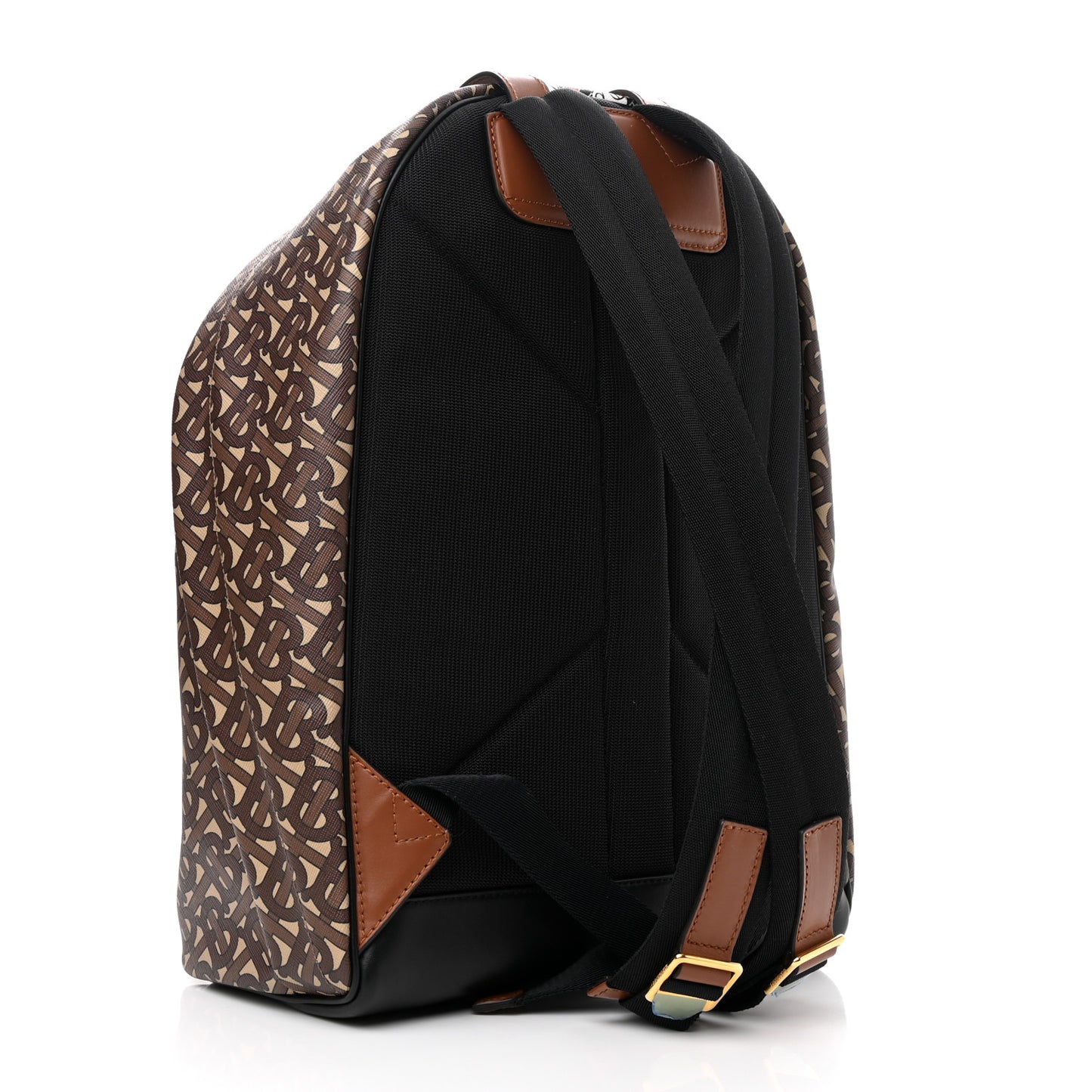 E-Canvas Monogram Stripe Backpack Bridle Brown