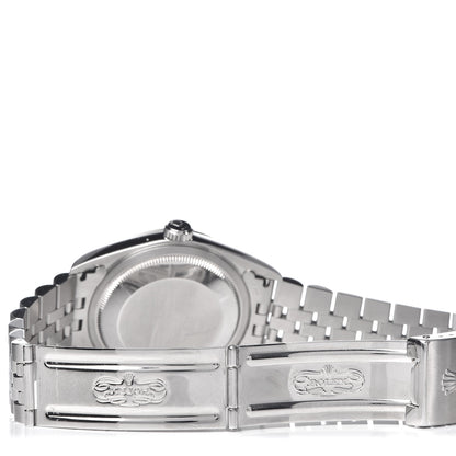 Rolex Stainless Steel 18K White Gold Diamond 36mm Oyster Perpetual Datejust Watch Black 16234 5 of 6