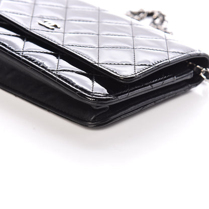 Chanel Patent Quilted Wallet On Chain WOC Black 12 of 13