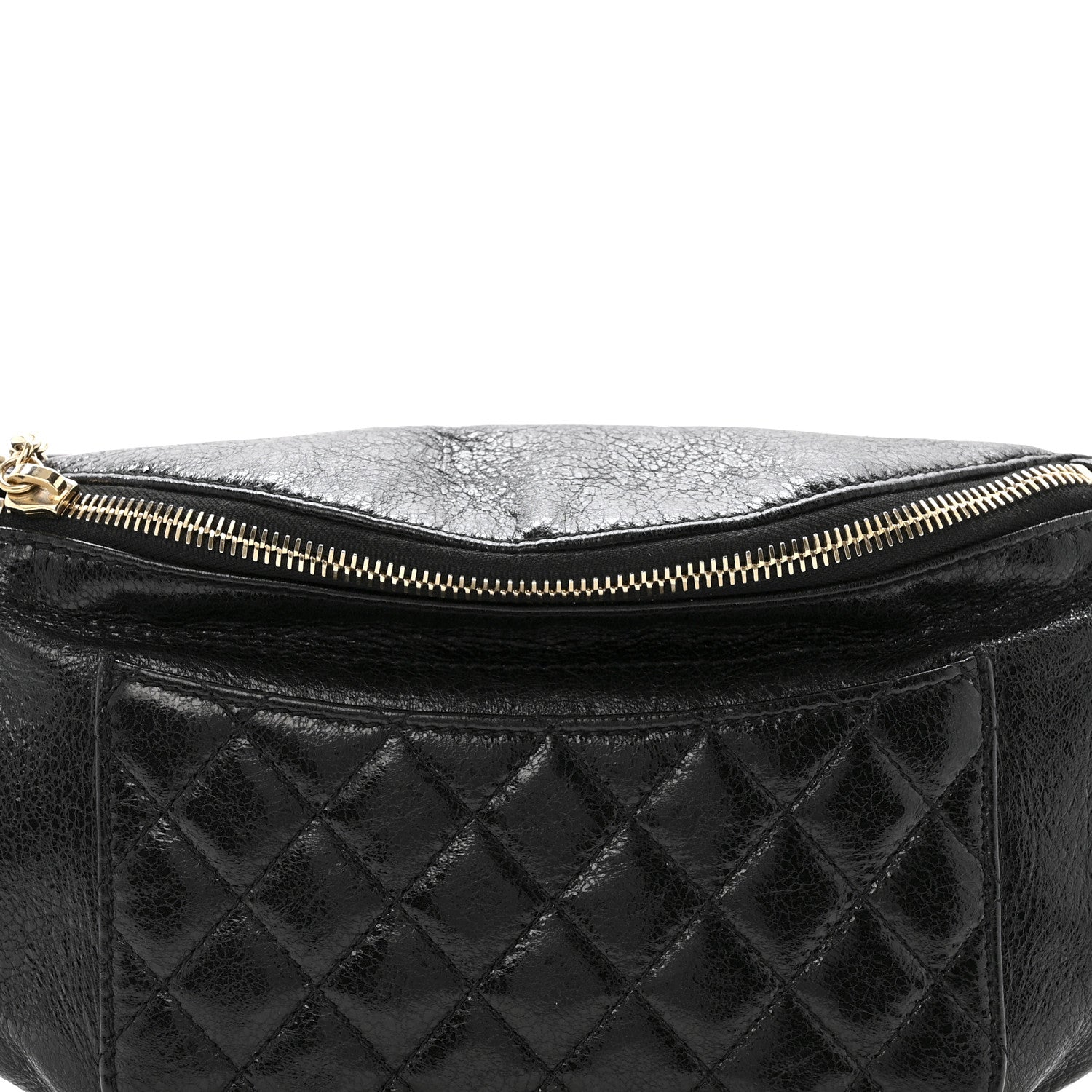 Chanel Crumpled Glazed Lambskin Quilted Waist Bag Fanny Pack Black 8 of 13