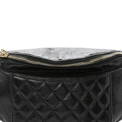 Chanel Crumpled Glazed Lambskin Quilted Waist Bag Fanny Pack Black 8 of 13