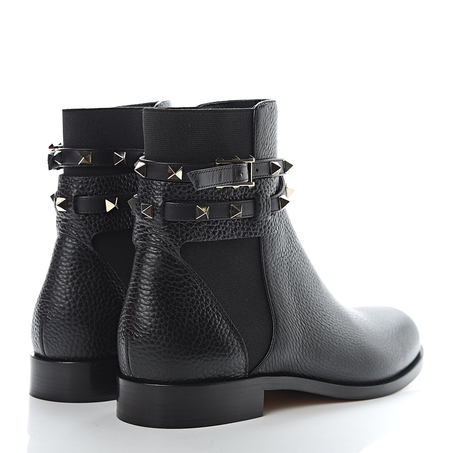 Valentino Garavani Grained Calfskin Rockstud Beatle Chelsea Ankle Boots 39 Black 4 of 9