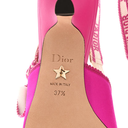 Christian Dior Satin Ribbon Embroidered J'Adior Slingback 65mm Pumps 37.5 Rani Pink 6 of 14