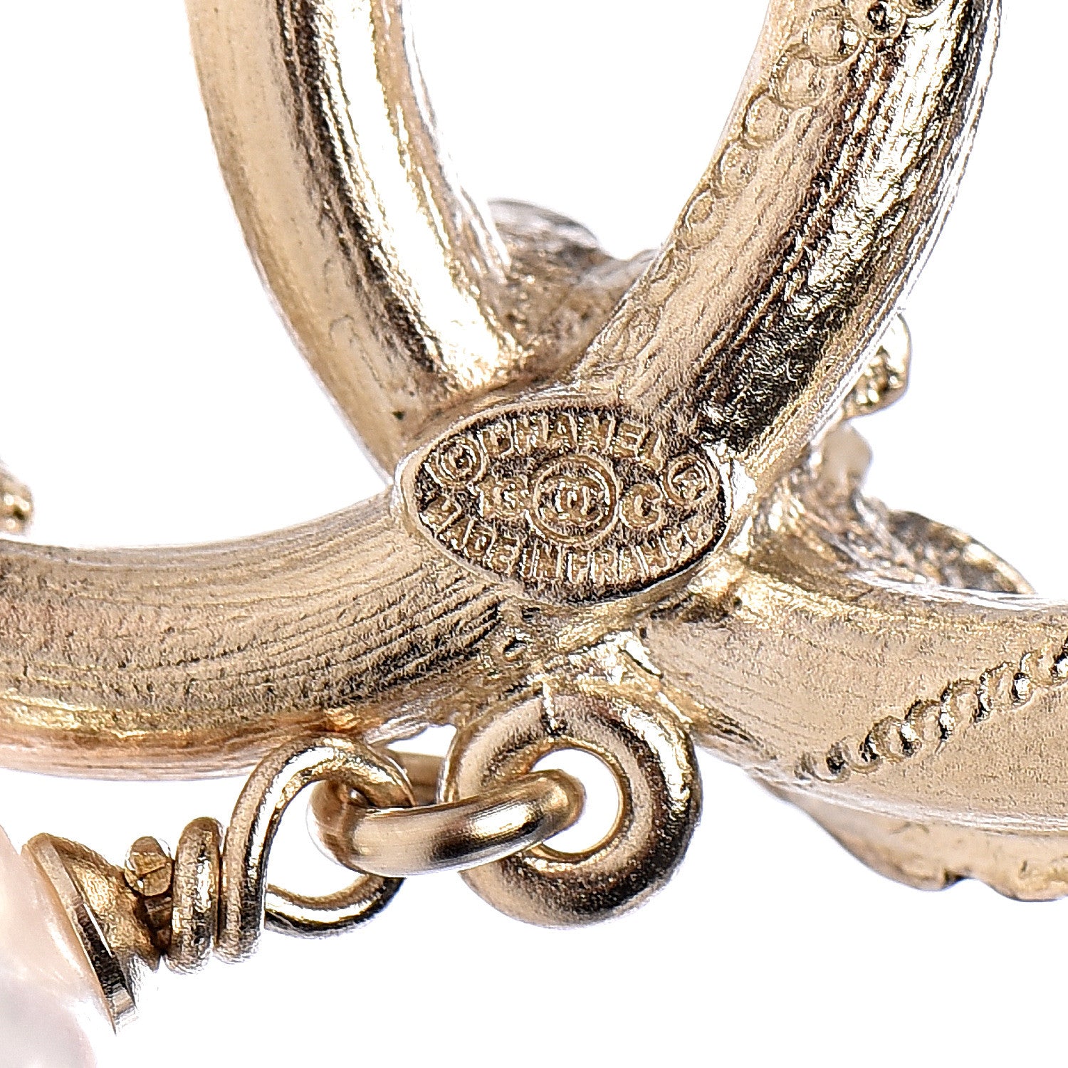 Chanel Crystal Pearl Drop CC Brooch Gold 4 of 4