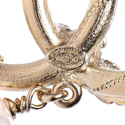 Chanel Crystal Pearl Drop CC Brooch Gold 4 of 4