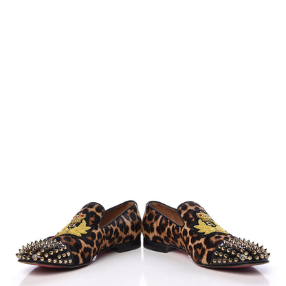 Christian Louboutin Pony Hair Print Spikes Mens Intern Flat Loafers 40.5 Leopard Black 5 of 18