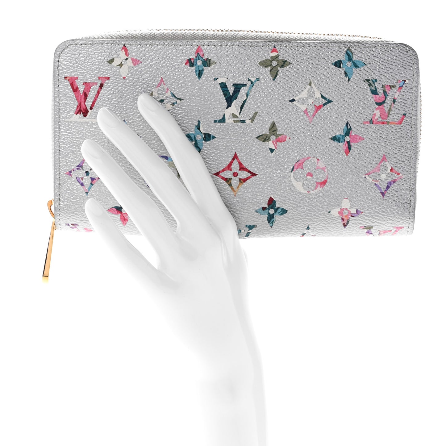 Metallic Monogram LV Garden Zippy Wallet Silver