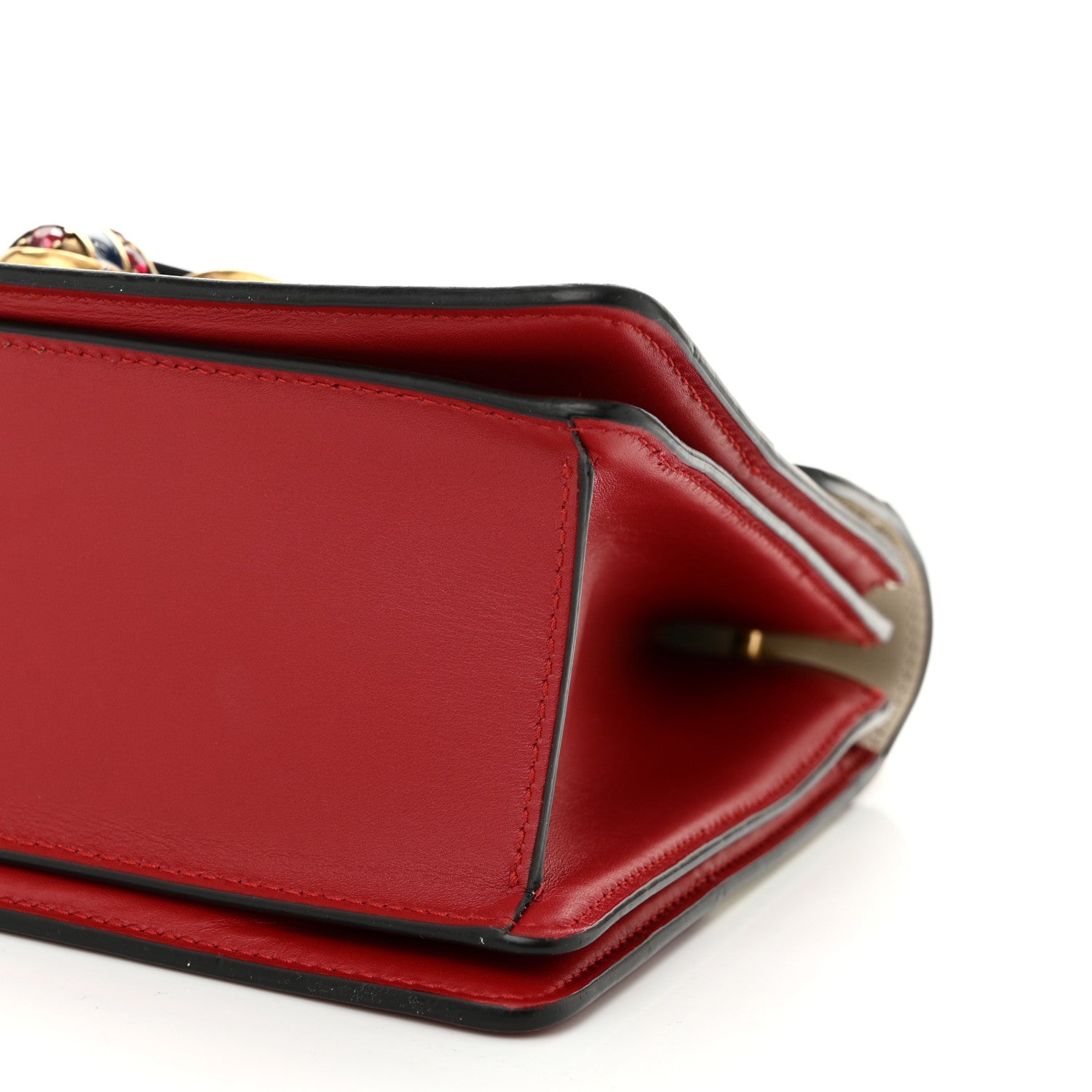 Gucci Calfskin Sylvie Web Small Queen Margaret Top Handle Bag Hibiscus Red Mystic White 10 of 10