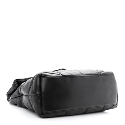 Saint Laurent Lambskin Quilted Monogram Monochrome Medium Loulou Puffer Chain Satchel Black 4 of 11