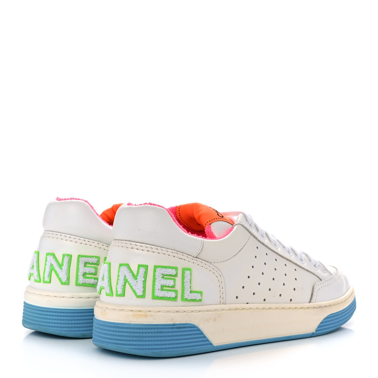 Chanel Calfskin Womens Logo Sneakers 40 White Multicolor 4 of 10