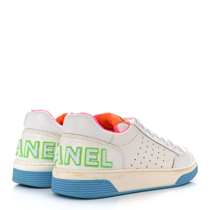 Chanel Calfskin Womens Logo Sneakers 40 White Multicolor 4 of 10