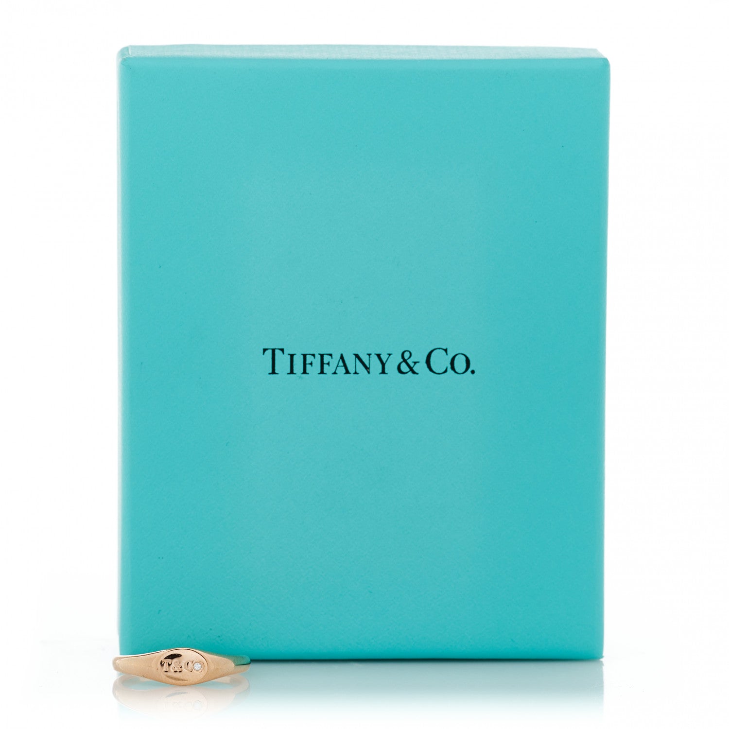 Tiffany 18K Rose Gold Diamond Micro Oval Signet Ring 57 8 5 of 5