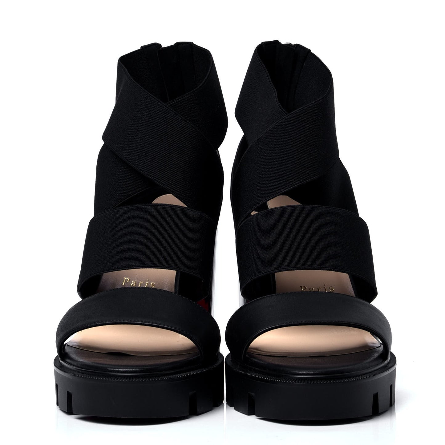 Calfskin Patrouiagoma 100 Platform Sandals 39 Black Nickel