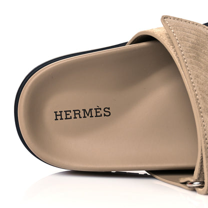 Hermes Suede Goatskin Chaine d'Ancre Womens Chypre Sandals 37 Beige Sable 7 of 9
