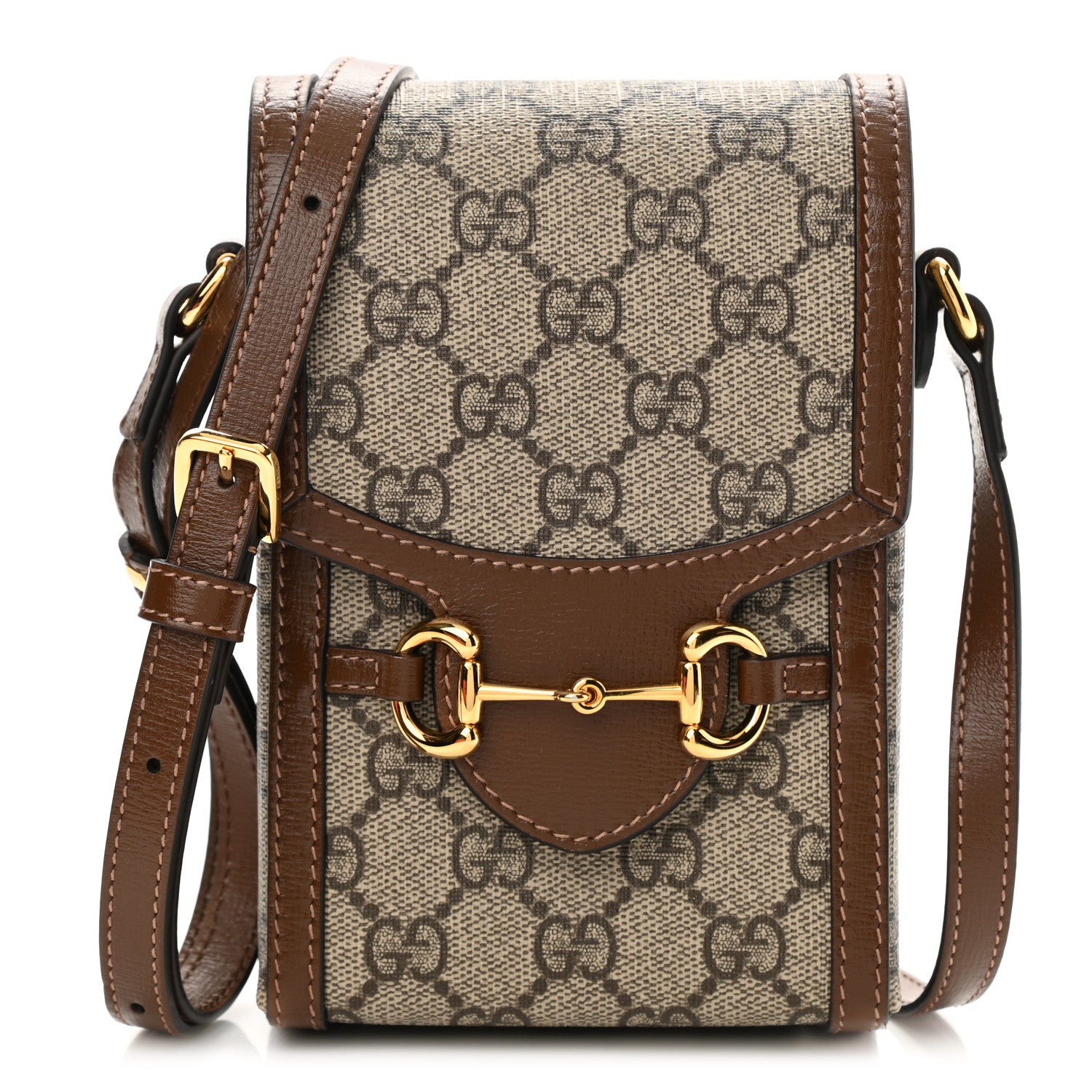 Gucci GG Supreme Monogram Mini Horsebit 1955 Crossbody Bag Beige Brown Sugar 1 of 8
