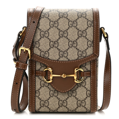 Gucci GG Supreme Monogram Mini Horsebit 1955 Crossbody Bag Beige Brown Sugar 1 of 8