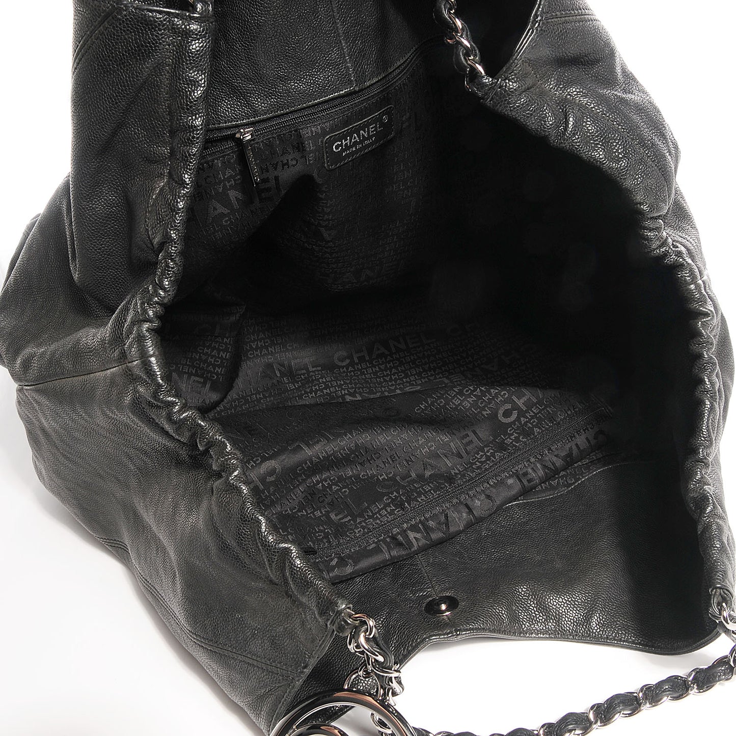 Distressed Caviar XL Coco Cabas Black