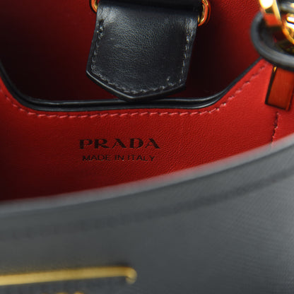 Prada Saffiano Cuir Small Panier Bucket Bag Black Fuoco 7 of 12