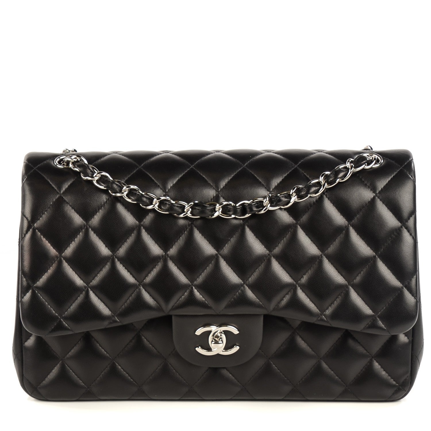 Chanel Lambskin Quilted Jumbo Double Flap Black 1 of 7