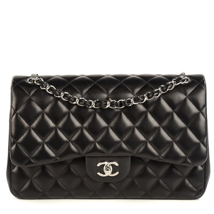 Chanel Lambskin Quilted Jumbo Double Flap Black 1 of 7