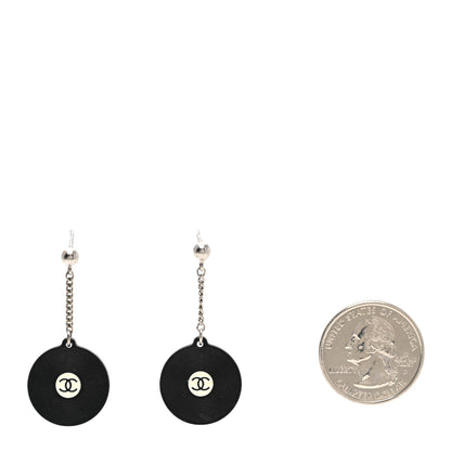 Chanel Resin CC Record Drop Earrings Black 2 of 4