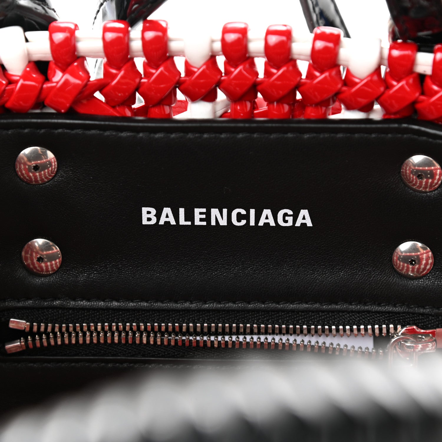 Balenciaga Faux Calfskin XXS Bistro Basket Red White 6 of 10