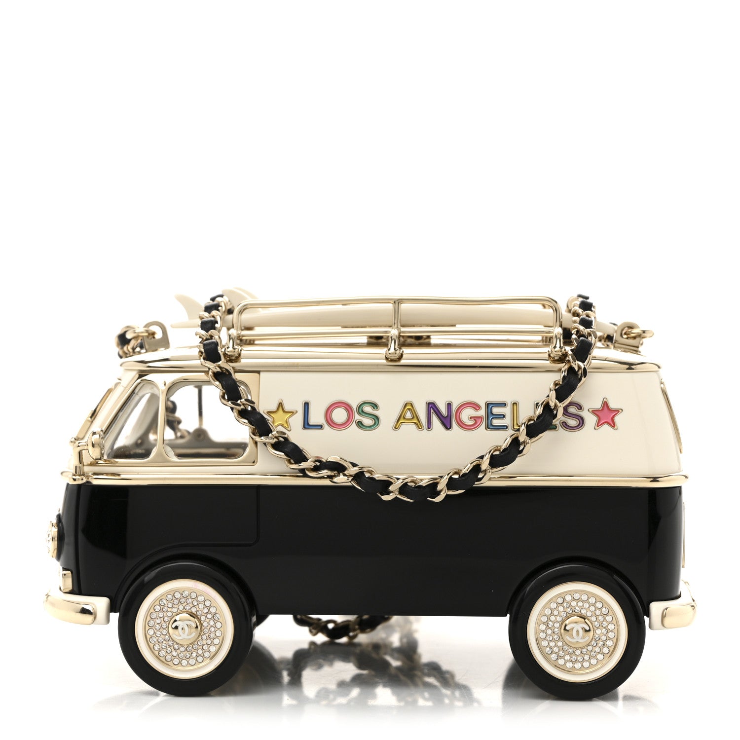 Chanel Resin Crystal Los Angeles Mini Van Minaudiere Black White 1 of 11