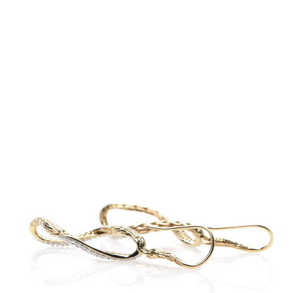 John Hardy 18K Yellow Gold Diamond Classic Chain Twisted Wave Drop Earrings 3 of 4