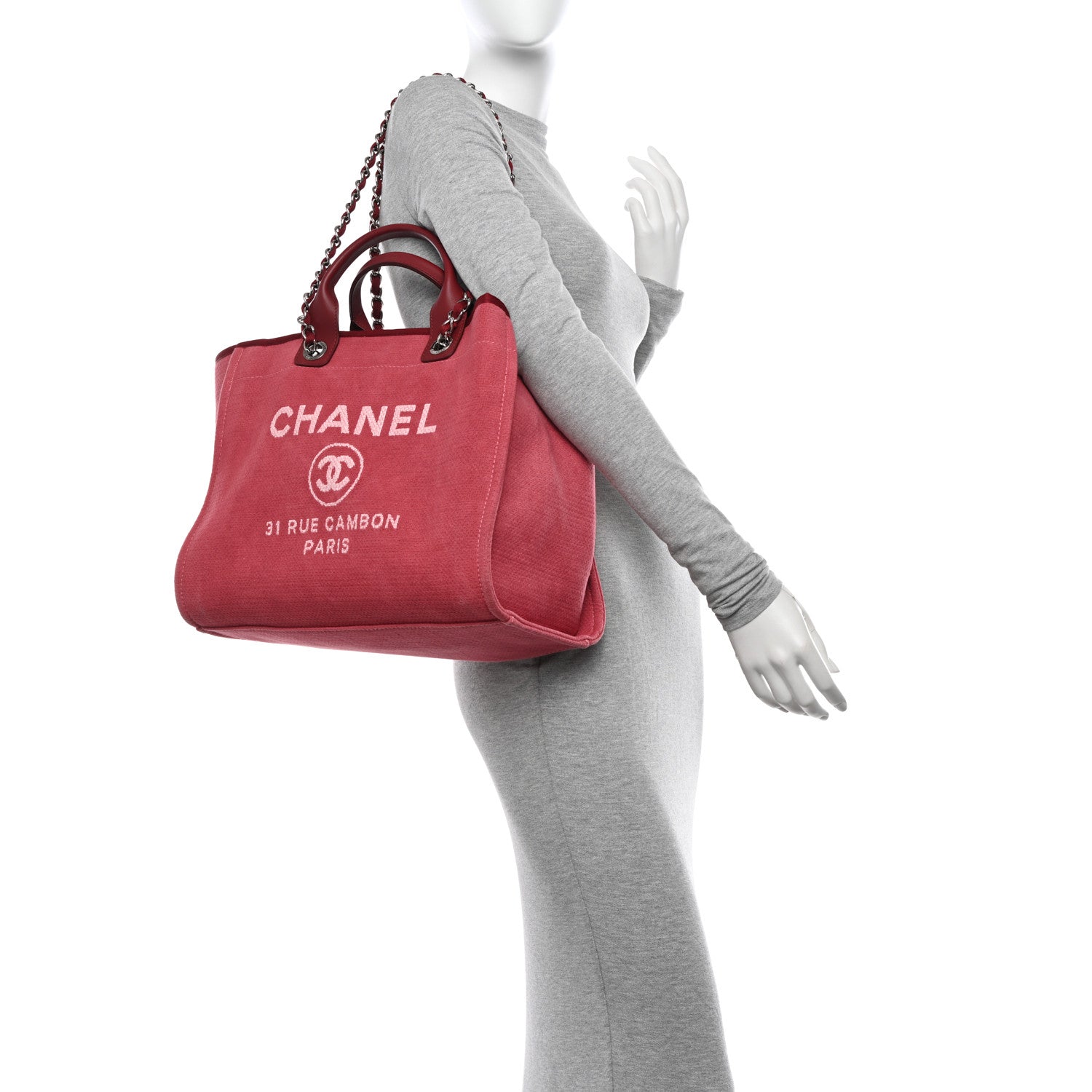 Chanel Canvas Medium Deauville Tote Red 2 of 14